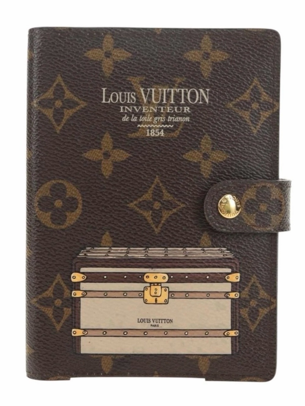 Authentic Louis Vuitton Brown Monogram Canvas Trunk Print Agenda Cover
